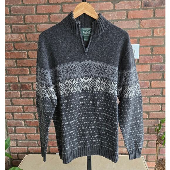 Mens Woolrich Quarter Zip Pullover Sweater Size Large - Picture 1 of 8